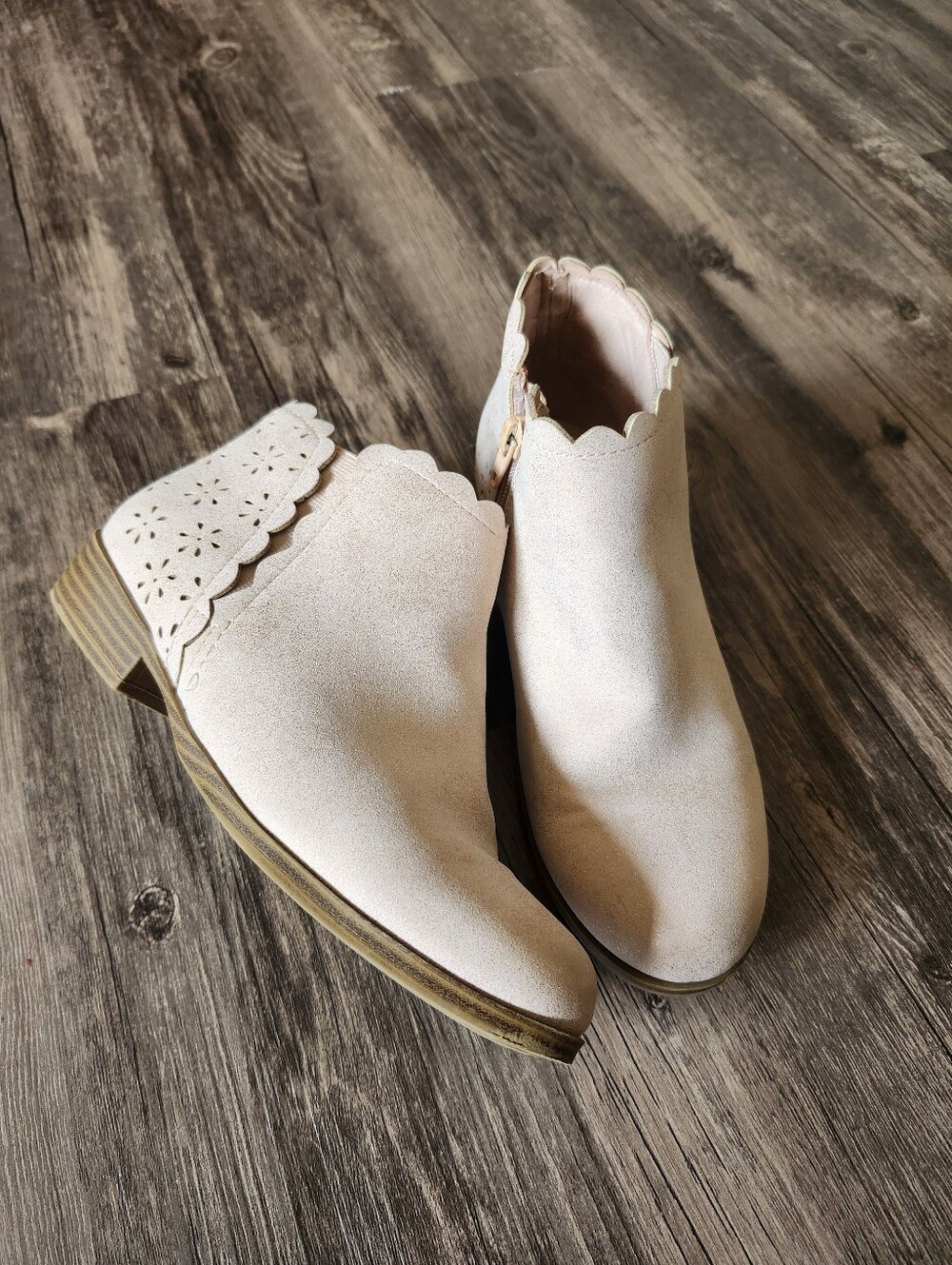Thereabouts Pink Sparkle Scalloped Ankle Booties